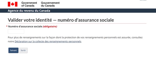 Valider votre identité – numéro d'assurance sociale