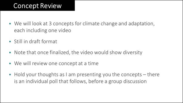 A review slide which describes the upcoming task in under the title Concept Review.