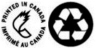 L'exposition présente l'étiquette « Imprimé au Canada ” ainsi que le logo du recyclage.