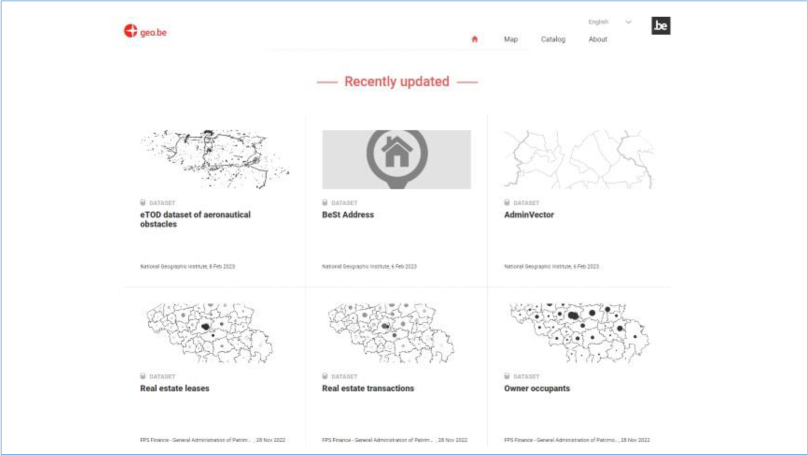 A figure illustrates the recently updated section of the geo dot b e website.