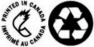 L'exposition présente l'étiquette « Imprimé au Canada ” ainsi que le logo du recyclage.