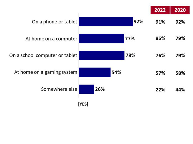 Chart 4: Access to Online. Text version below.