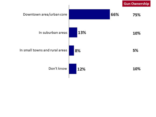 Chart 5: Perceptions of Where Firearms Violence Occurs. Text version below