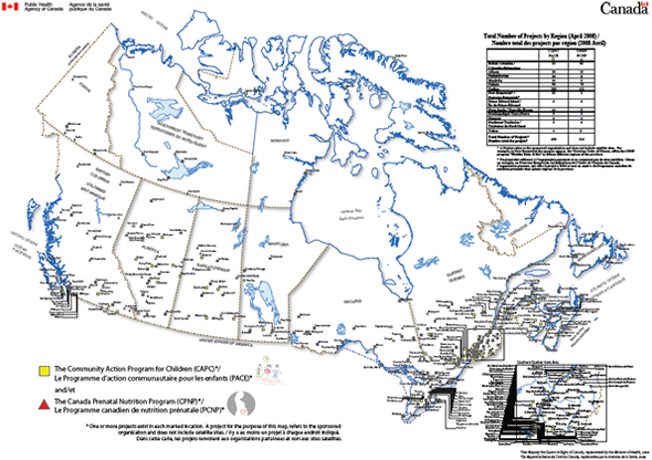 The Community Action Program for Children (CAPC)*/ The Canada Prenatal Nutrition Program (CPNP)* Total Number of Projects by Region (April 2008)